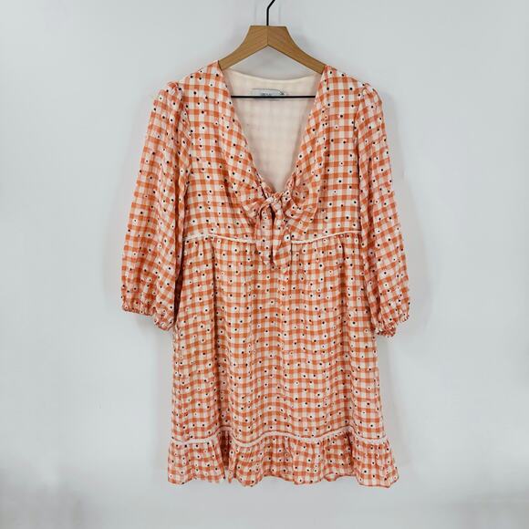 Greylin Collection Dorothy Daisy Gingham Mini Dress Women’s Size Large - Picture 2 of 9